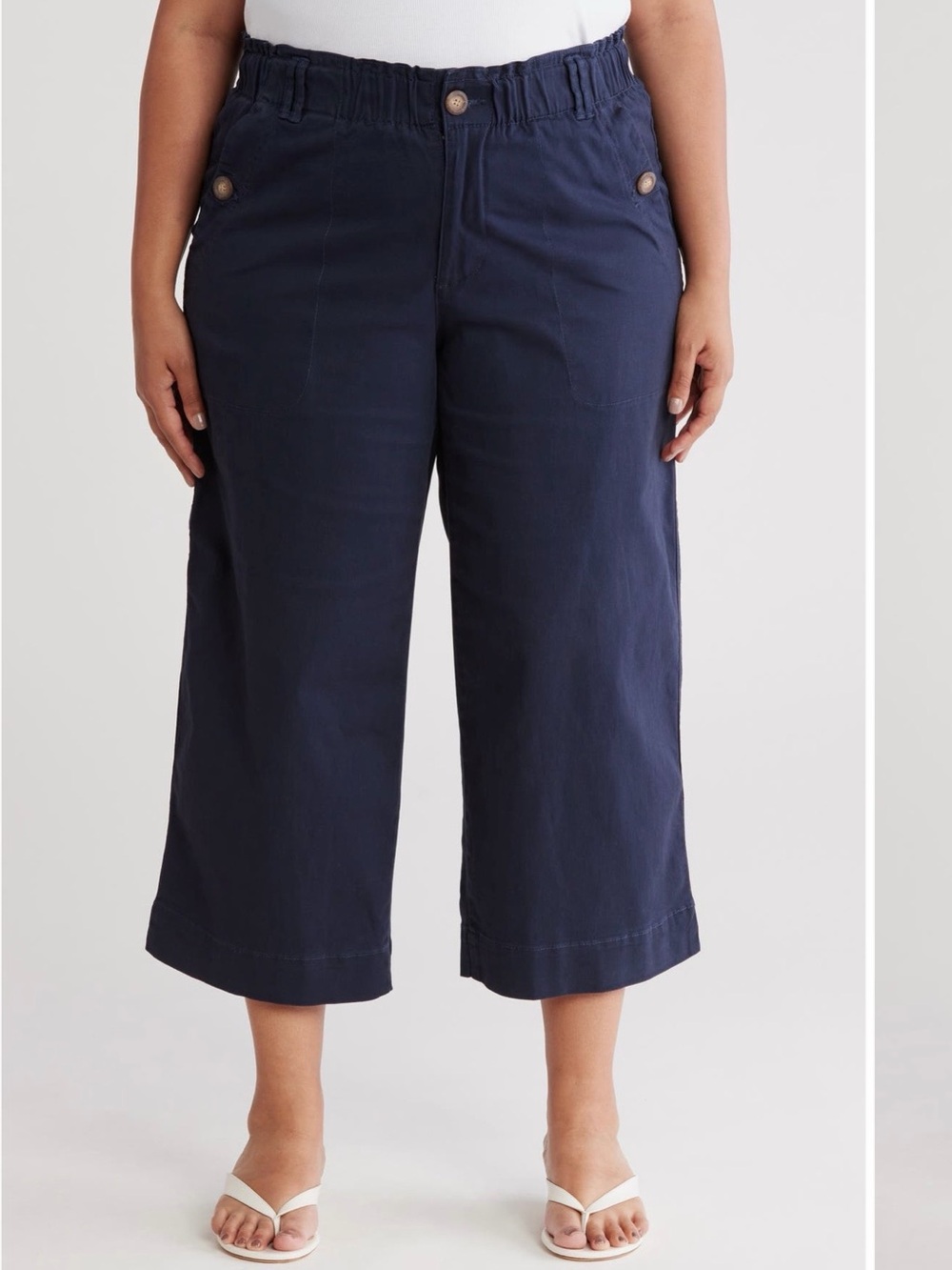 Democracy Wide-Leg Cropped Pants in Navy